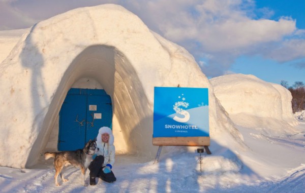 До снежного отеля в Норвегии довозят на собачьих упряжках До снежного отеля в Норвегии довозят на собачьих упряжках